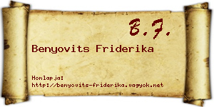 Benyovits Friderika névjegykártya